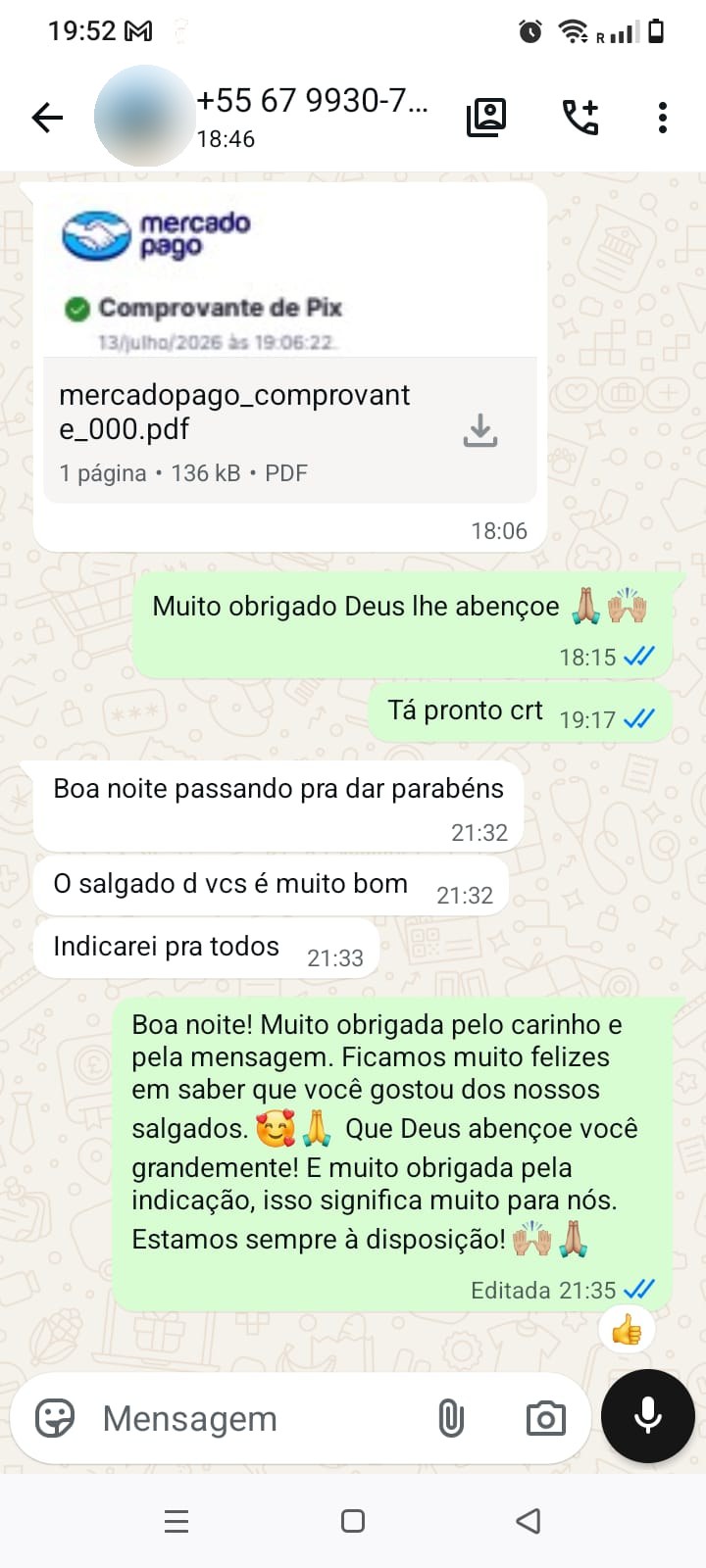 Feedback de Cliente no WhatsApp
